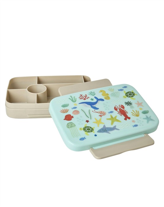 Plastik Madkasse - Ocean print - Blå